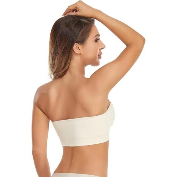 Lusait Strapless Bra for Women Non-Slip Silicone Padded Bandeau Bra Wireless - Picture 3 of 7